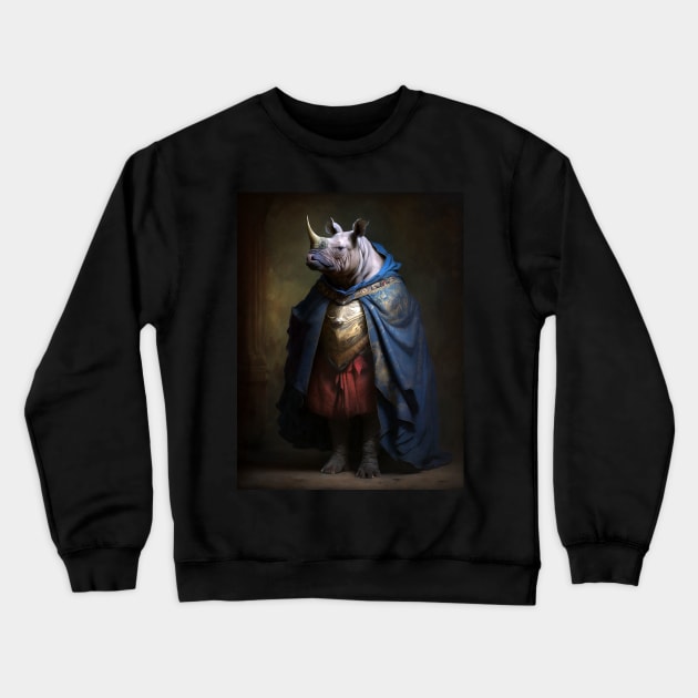 Royal Portrait of a Rhinoceros Crewneck Sweatshirt by pxdg